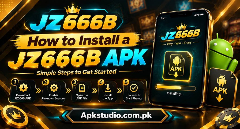 JZ666B APK installation guide showing Android installation steps