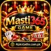 Masti365 Game promotional icon featuring a gold crown, red and gold Masti365 logo, playing cards, poker chips, gold coins, a 777 slot machine, and apkstudio.com.pk.
